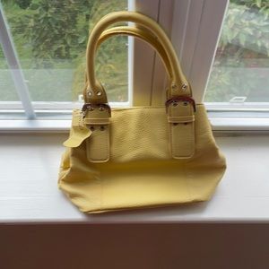 Yellow leather tote. Like new.